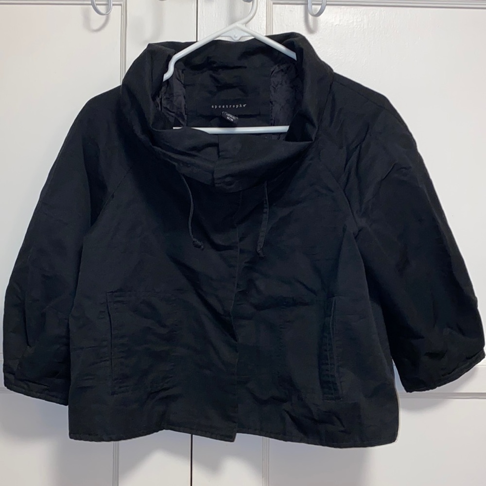 Apostrophe Medium Black Tab Button Up Jacket - image 3